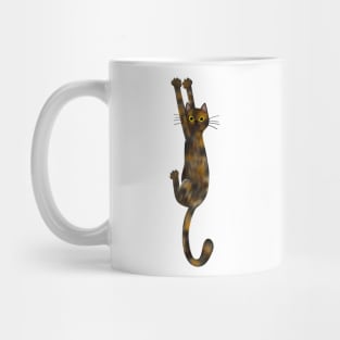 Tortoise Shell Cat Hanging On with Claws Tortie Cat Mug